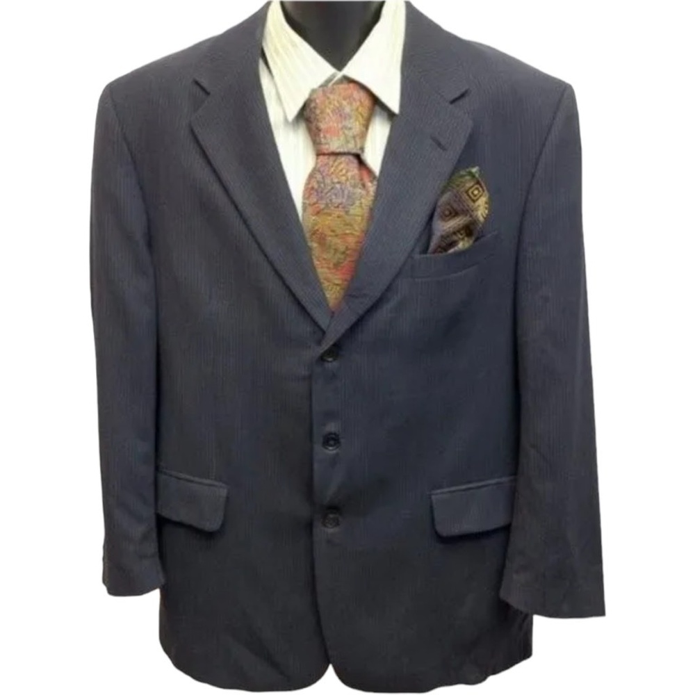 Coppley Sport Coat 38R Gray Stripe Three Button Notch Lapel Wool‎ Classic Sharp